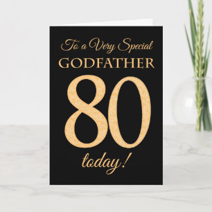 ブラックゴッドファーザー金ゴールドへのシックな80番目の誕生日 カード