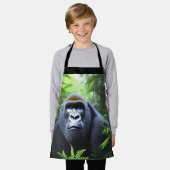 ブラックゴリラ、キッズフルプリントエプロン エプロン (着用した状態)