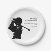 ブラックゴルファーゴルフ旅行バチュラーパーティ ミニマル ペーパープレート (正面)