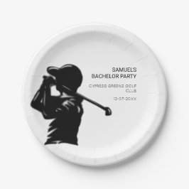 ブラックゴルファーゴルフ旅行バチュラーパーティ ミニマル ペーパープレート