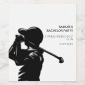 ブラックゴルファーゴルフ旅行バチュラーパーティ ミニマル ワインラベル (シングルラベル)