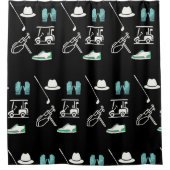 ブラックゴルフカート帽子グラブカート鉄靴ゴルファー シャワーカーテン (正面)