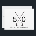 ブラックゴルフシンプル50thバースデーパーティー 招待状<br><div class="desc">50。50番目の誕生日招待状。日付、場所、RSVPを含む。ブラック&ホワイト.シンプルゴルフ。</div>