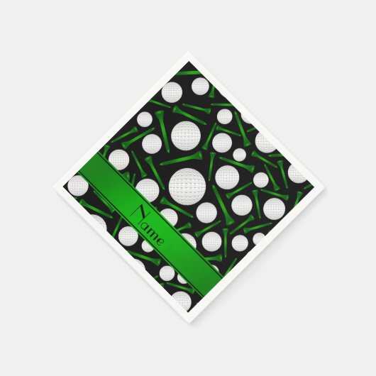 ブラックゴルフボパーソナライズされたールティーの名前 スタンダードカクテルナプキン (角)