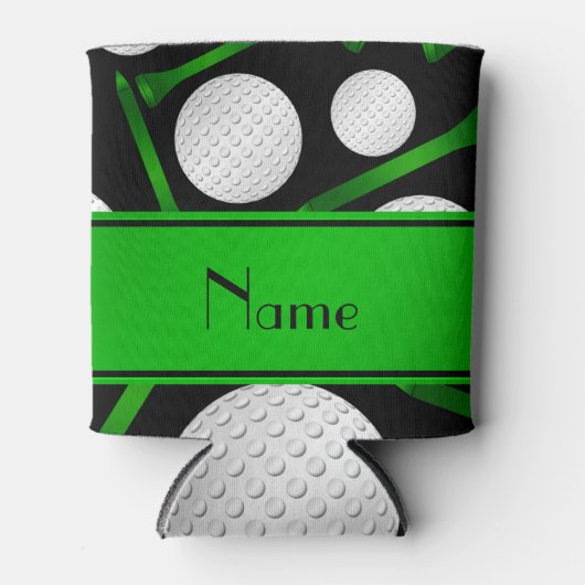 ブラックゴルフボパーソナライズされたールティーの名前 缶クーラー (正面)