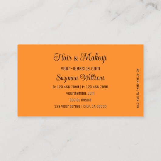 ブラックゴージャスなオレンジハートとロゴかわいい 名刺 (裏面)