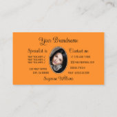 ブラックゴージャスなオレンジ色のハート（ロゴと写真） 名刺 (裏面)