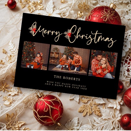 ブラックゴールデンエフェクトメリークリスマスポインセティアス