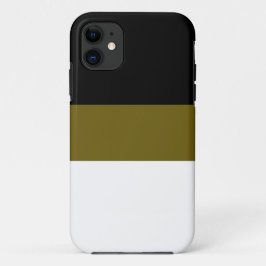 ブラックゴールデンコンテンポラリーオリーブホワイトストライプ iPhone 11 ケース