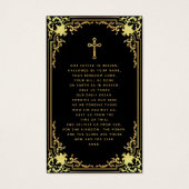 ブラックゴールデンスクリプト葬儀記念祈りの言葉カード (裏面)