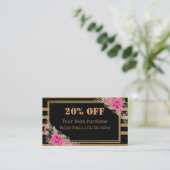 ブラックゴールデンストライプフローラQRコード割引カード 割引カード (スタンド正面)