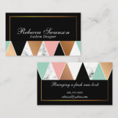 ブラックゴールデントリ縁どム |幾何学的パターン 名刺 (正面/裏面)