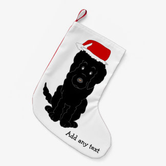 ブラックゴールデンドルドッグデザイン スモールクリスマスストッキング