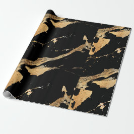 ブラックゴールデンパターン（の模様が）ある大理石 ラッピングペーパー
