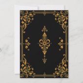 ブラックゴールデンビクトリアンレース結婚ズ 招待状 (裏面)