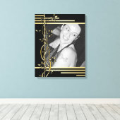 ブラックゴールデンフローラ縁どポートレートラップされたキャンバス キャンバスプリント (インサイチュ (ウッドフロア))