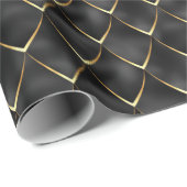 ブラックゴールデンマーメイドドラゴンパタはかりで測ーンホリデー ラッピングペーパー (ロールコーナー)