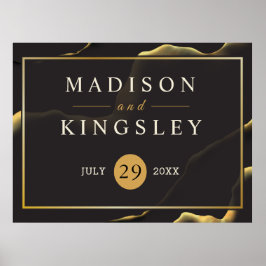 ブラックゴールデン抽象芸術結婚アメージング徴候 ポスター