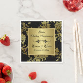 ブラックゴールデン結婚ズ記念日ナプキンス スタンダードカクテルナプキン (インサイチュ)