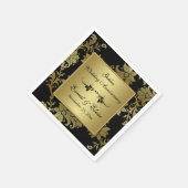 ブラックゴールデン結婚ズ記念日ナプキンス スタンダードカクテルナプキン (角)