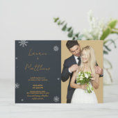 ブラックゴールデン結婚式招待状と写真 招待状 (スタンド正面)