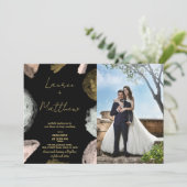 ブラックゴールデン結婚式招待状と写真 招待状 (スタンド正面)