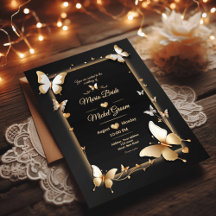 ブラックゴールデン結婚蝶のカード