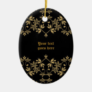 ブラックゴールデン縁どダマスクカスタムオーナメント セラミックオーナメント
