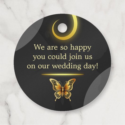 ブラックゴールデン蝶メッセージカード フェイバータグ (裏面)