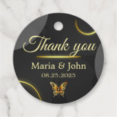 ブラックゴールデン蝶メッセージカード フェイバータグ (正面)