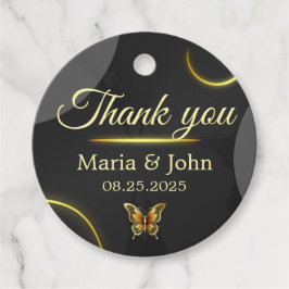 ブラックゴールデン蝶メッセージカード フェイバータグ