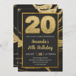 ブラックゴールデン20th誕生日招待状 招待状