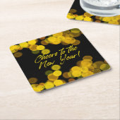 ブラックゴールデン《写真》ぼけ味ライト応援から新年 スクエアペーパーコースター (アングル)