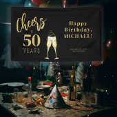 ブラックゴールドで乾杯 50歳の誕生日パーティー 横断幕
