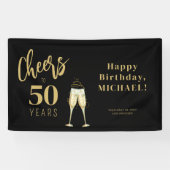 ブラックゴールドで乾杯 50歳の誕生日パーティー 横断幕 (横)