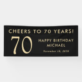ブラックゴールドで乾杯!70歳の誕生日パーティー 横断幕 (横)