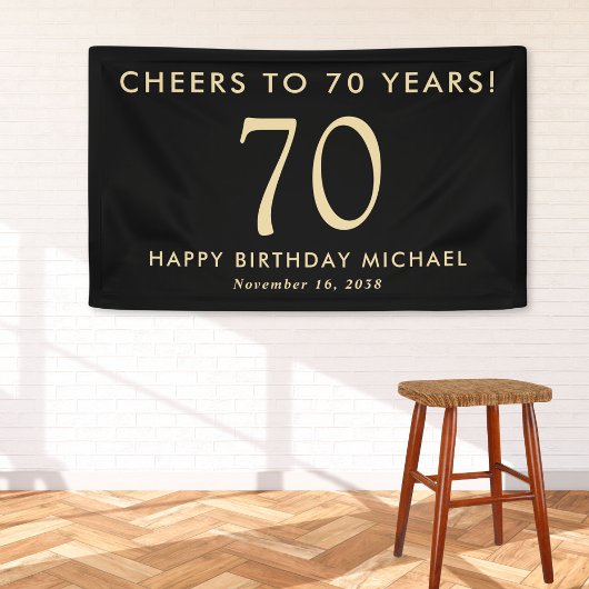 ブラックゴールドで祝う60周年 70歳の誕生日パーティー 横断幕