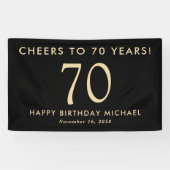 ブラックゴールドで祝う60周年 70歳の誕生日パーティー 横断幕 (横)