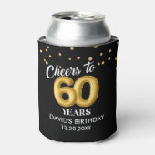 ブラックゴールドで60歳の誕生日おめでとう 缶クーラー (缶正面)