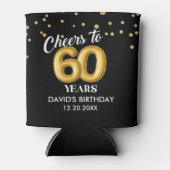 ブラックゴールドで60歳の誕生日おめでとう 缶クーラー (正面)