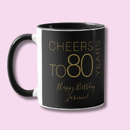 ブラックゴールドで80歳の誕生日をお祝い マグカップ