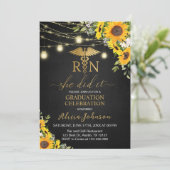 ブラックゴールドのひまわり RN 看護学校 卒業式 招待状 (スタンド正面)