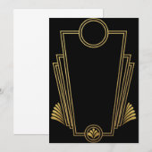 ブラックゴールドのアートデコの招待状 招待状 (正面/裏面)