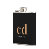 ブラックゴールドのイニシャルロゴのブライズメン フラスク (左)