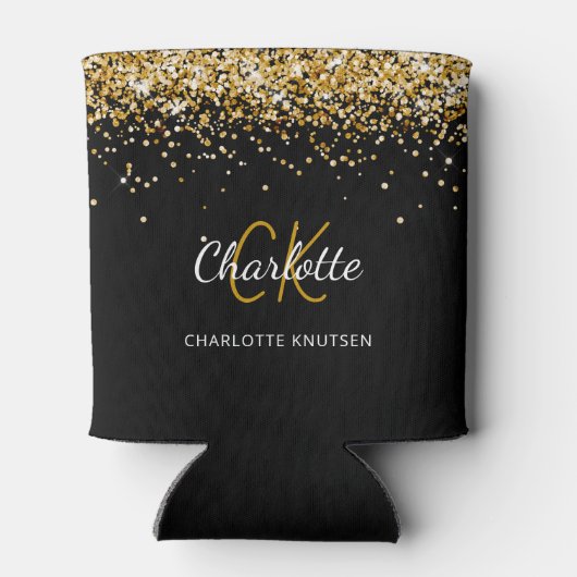 ブラックゴールドのイニシャル ネーム バースデー 缶クーラー (裏面)