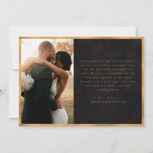 ブラックゴールドのオフィシャルウェディングフォトエロープメント 案内状 (裏面)