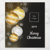 ブラックゴールドのオーナメント ビジネス カンパニー クリスマス ワインラベル (シングルラベル)