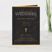 ブラックゴールドのカトリック結婚式ミサ式次第 プログラム (正面)