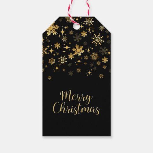 ブラックゴールドのクリスマス ギフトタグ (正面)