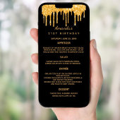 ブラックゴールドのグリッターが垂れる写真 Bio メニューカード 招待状